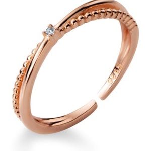 925 Sterling Silver glossy double layer open ring